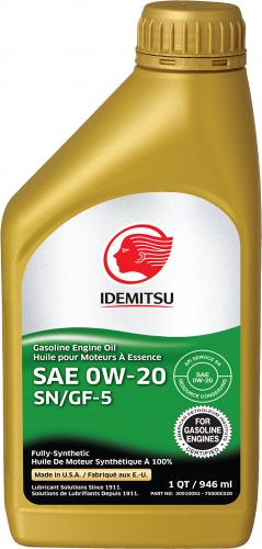 Idemitsu  Fully-Synthetic  0W-20 SN/GF-5  масло моторное синт.  (1л) 30011325-724